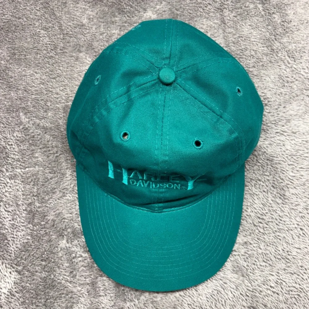 Vintage Harley Davidson Strapback Hat Green OttoCap Made In Thailand Embroidered